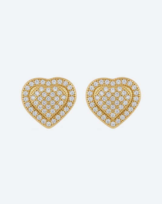 Heart-shaped layered earrings with gold plating