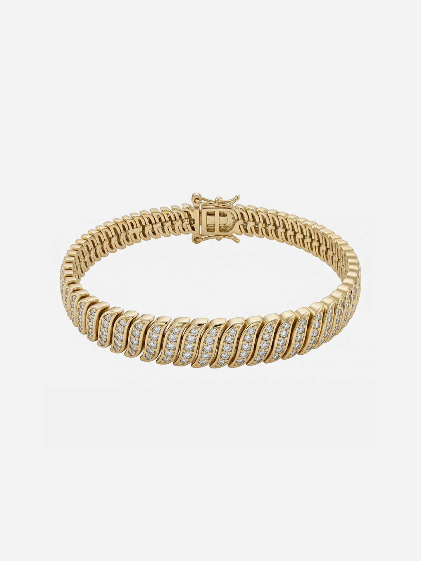 Luxury 18K Gold Plated Link Bracelet – Elegant Curved Chain Design