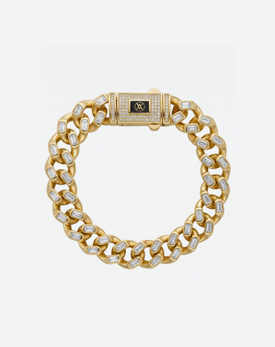 Men's Cuban chain square zircon 18K gold plated classic bracelet