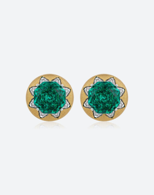 Vintage Emerald Gold Plated 18K Gold Luxury Women's Stud Earrings