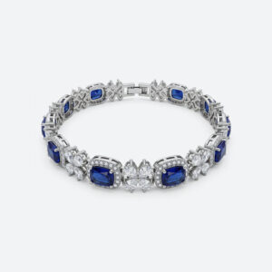 Luxury Blue Gemstone Plated White Gold Women's Bracelet