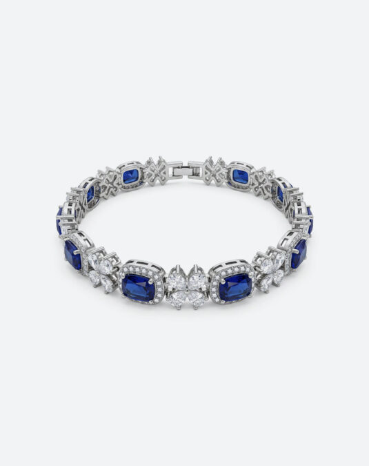 Luxury Blue Gemstone Plated White Gold Women's Bracelet