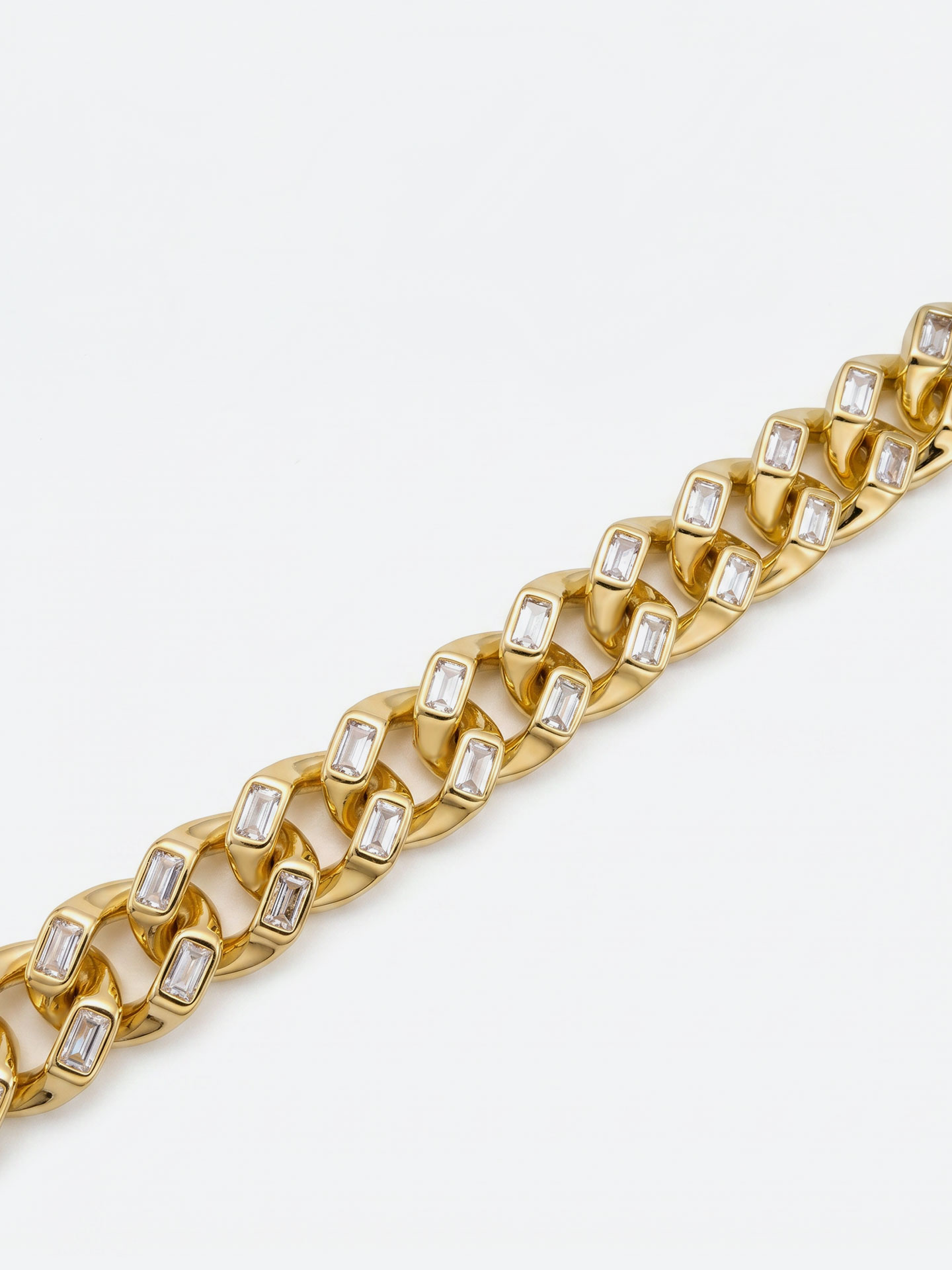 Men's Cuban chain square zircon 18K gold plated classic bracelet - Image 3