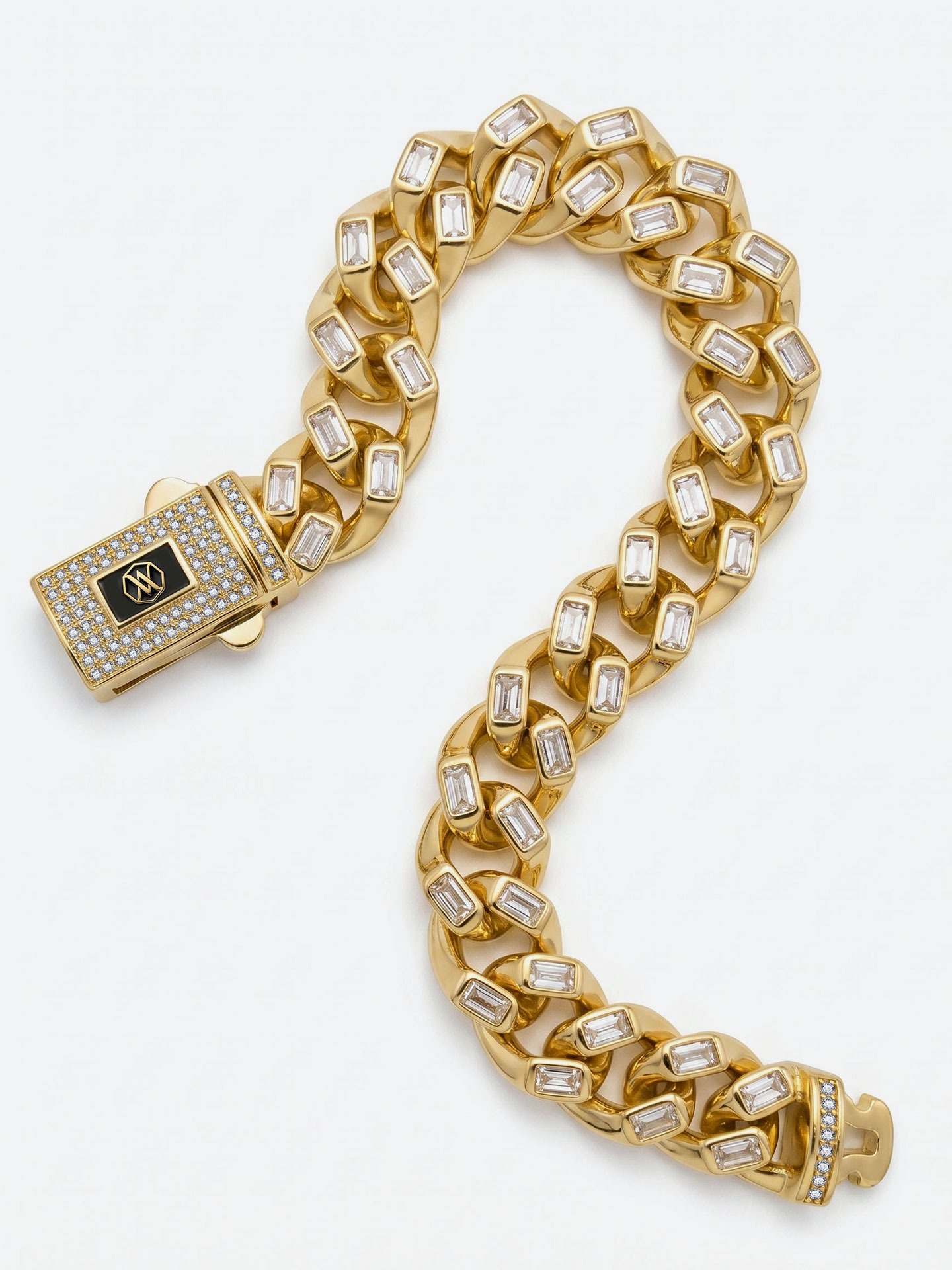Men's Cuban chain square zircon 18K gold plated classic bracelet - Image 2