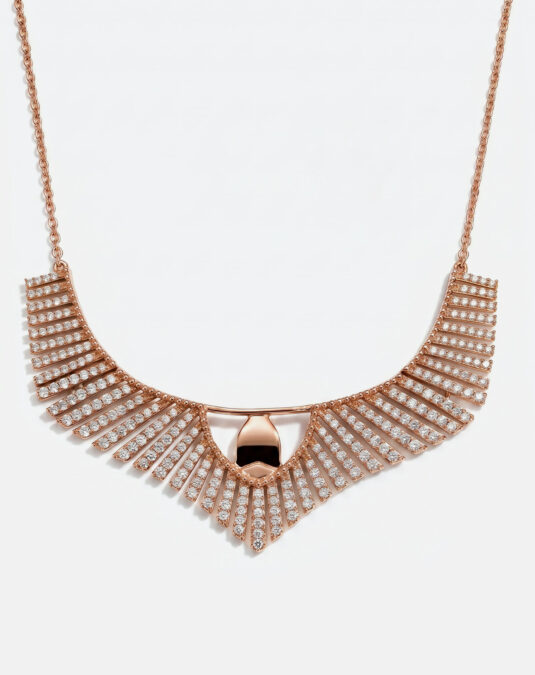 Rose Gold Fan-Shaped Diamond Necklace