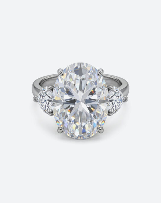 12×16mm Oval Moissanite Ring – Silver with White Gold Plating Luxury Statement for Women