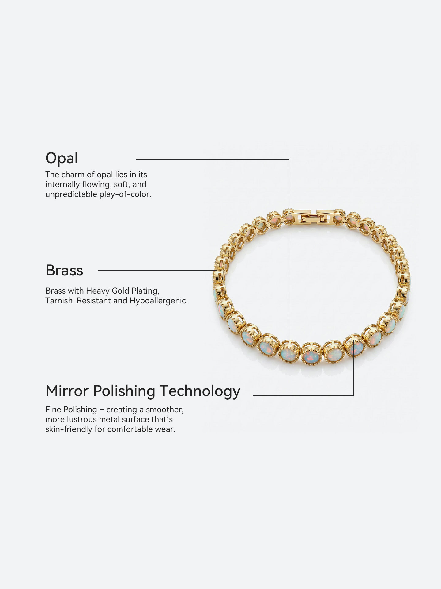 Elegant 18K Gold Plated Opal Bracelet for Women - Image 6