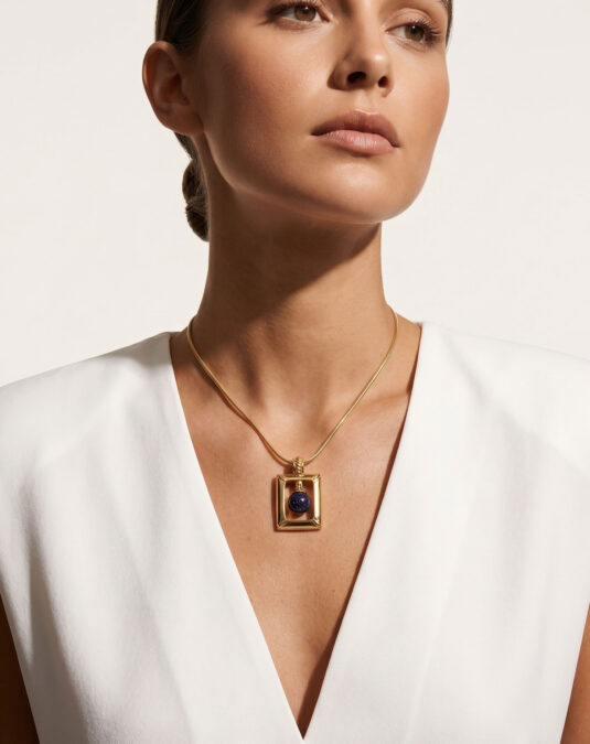 18K gold plated magnet detachable and replaceable gemstone necklace