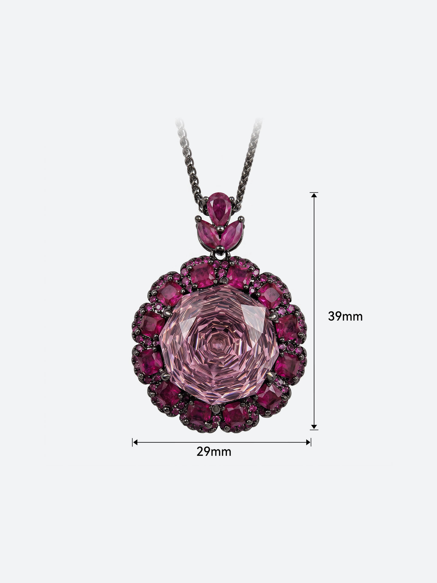 Luxury Women's Black Copper Plated Rose Red Gemstone Necklace - Image 5