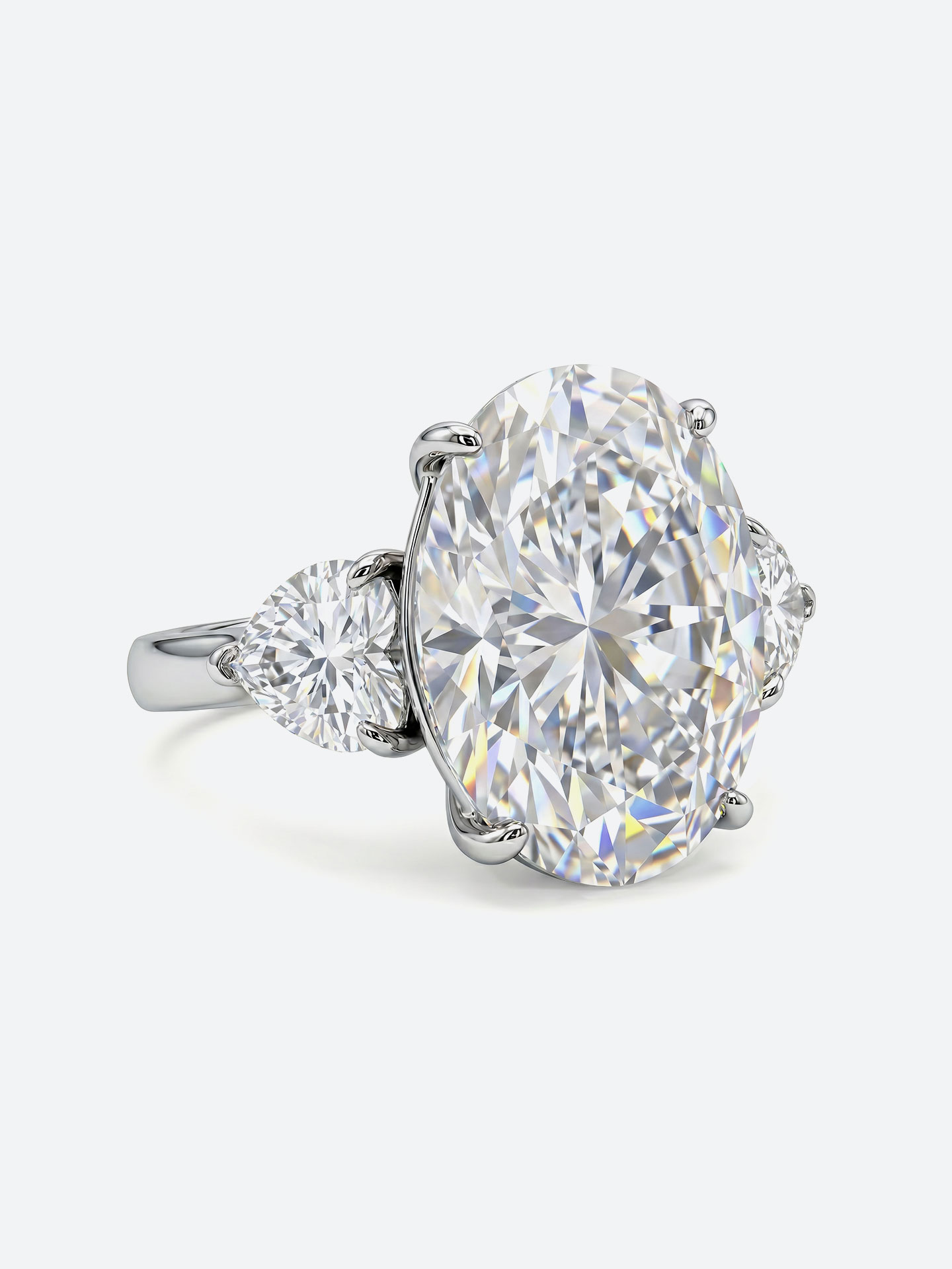 12×16mm Oval Moissanite Ring – Silver with White Gold Plating Luxury Statement for Women - Image 3