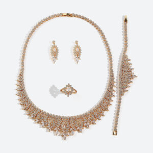 Luxury 18K Gold Plated Women's Jewelry Set with Full Diamonds