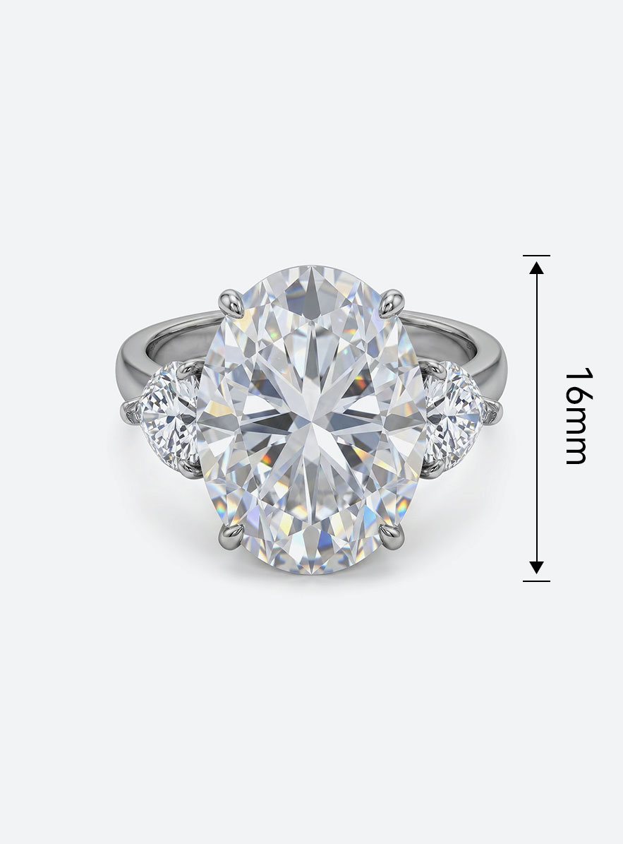 12×16mm Oval Moissanite Ring – Silver with White Gold Plating Luxury Statement for Women - Image 5