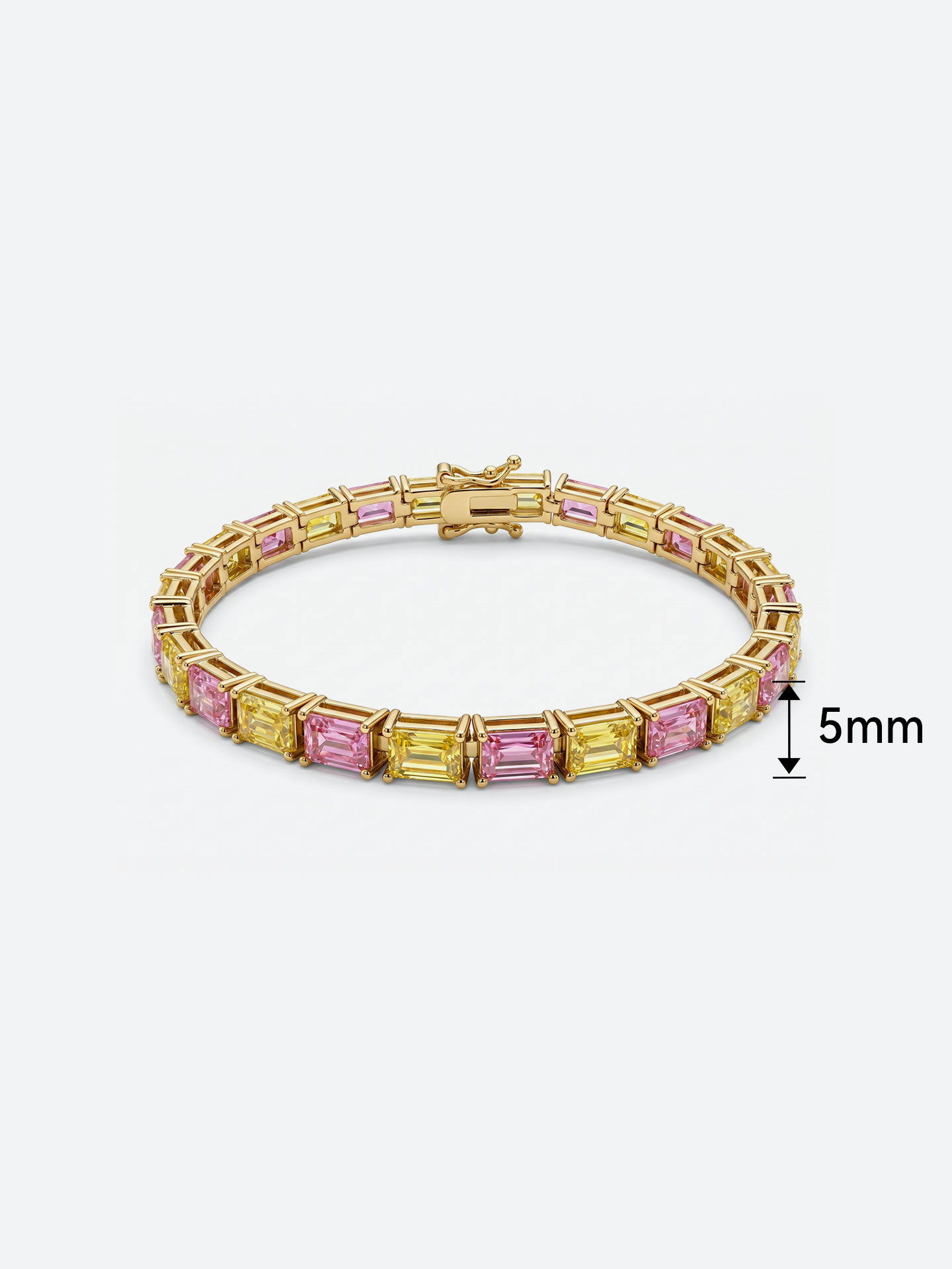 Elegant 18K gold plated pink and yellow stone interlacing bracelet - Image 5